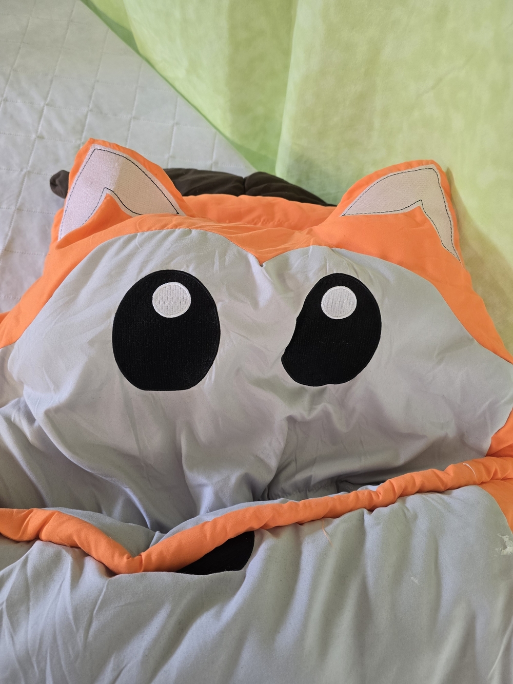 Fox Character Kids Sleeping Bag - Orange and Gray